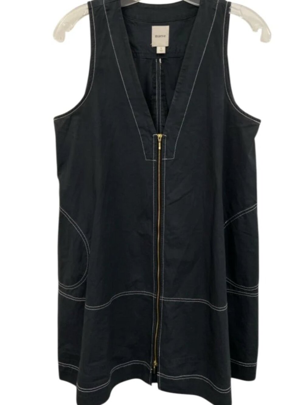 NWT Black Maeve Sleeveless V-Neck Mini Swing Dress MP Anthropologie